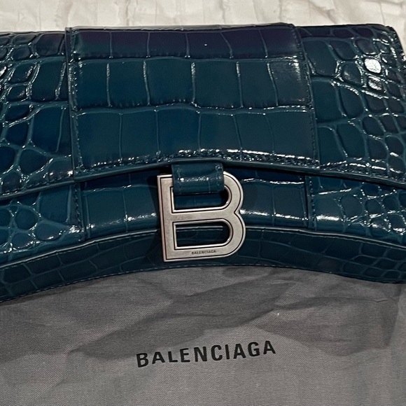 Balenciaga Hourglass Wallet on Chain - Blue Leather  Croc - Picture 10 of 10